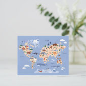 Süße Tierweltkarte Postkarte (Stehend Vorderseite)