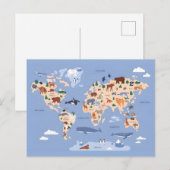 Süße Tierweltkarte Postkarte (Vorne/Hinten)