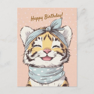Süße Tiger mit Bandana Kindergeburtstagseinladung Postkarte
