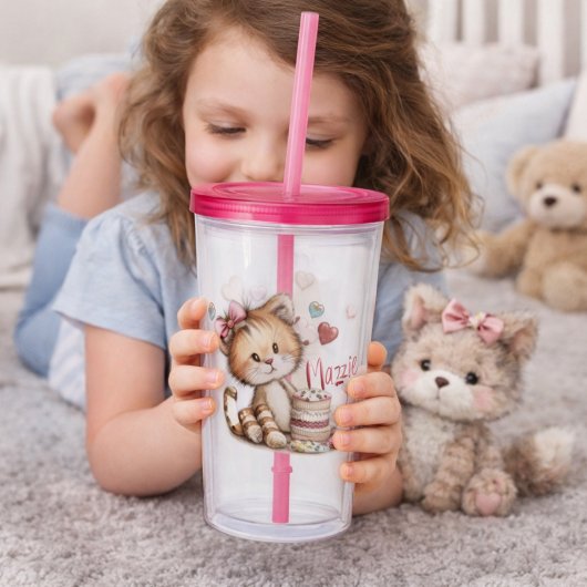 Süße Tiger mit Herz-Desserts Acryltrinkbecher