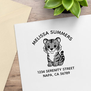 Süße Tigerbaby-Bogen-Adresse Gummistempel