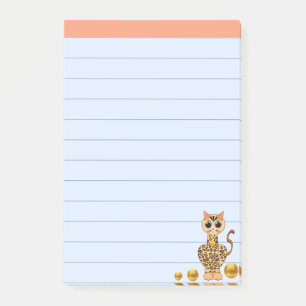 Süße Tigerkatze & Goldene Punkte Post-it Klebezettel