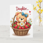 Süße Tochter Erdbeeren Karte (Gelbe Blume)