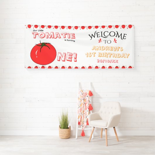 Süße Tomate 1. Geburtstag Horizontale Begrüßung Banner (Insitu)