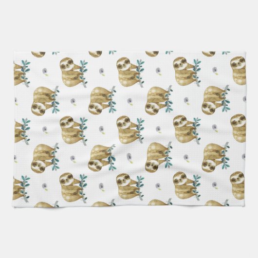 Süsse-TorteWatercolorsloth-Muster Geschirrtuch (Horizontal)