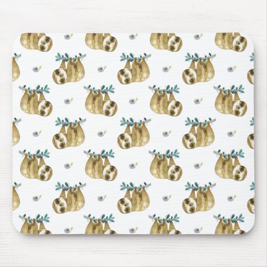 Süsse-TorteWatercolorsloth-Muster Mousepad (Vorne)