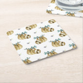 Süsse-TorteWatercolorsloth-Muster Rechteckiger Pappuntersetzer (angewinkelt)