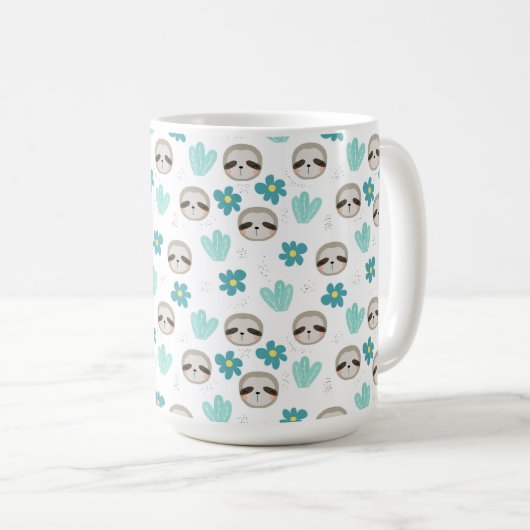 Süße Trägheits-Blumenmuster Kaffeetasse (VorderseiteRechts)