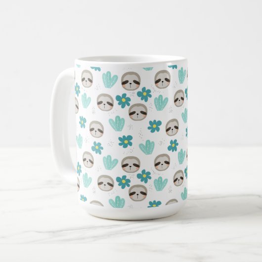 Süße Trägheits-Blumenmuster Kaffeetasse (Vorderseite Links)