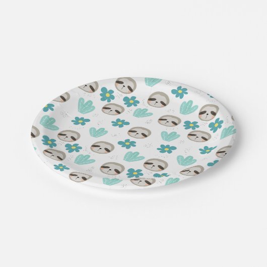 Süße Trägheits-Blumenmuster Pappteller (Schrägansicht)