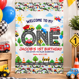 Süße Transport-Autos Junge 1. Geburtstag Banner