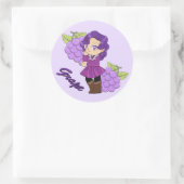 Süße Trauben Theme Chibi mit Trauben Hintergrund Runder Aufkleber (Tasche)