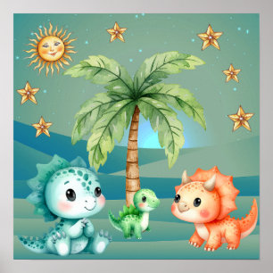 Süße Träume Baby-Dinosaurier-Kinderzimmerposter Poster