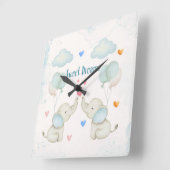 Süße Träume Baby Elefant Kinderzimmer Quadratische Wanduhr (Winkel)