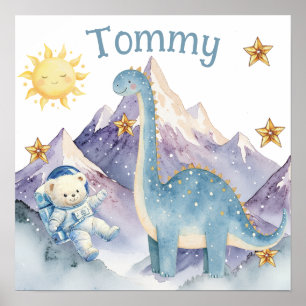 Süße Träume Blau Astronaut Teddy Kinderzimmer Post Poster