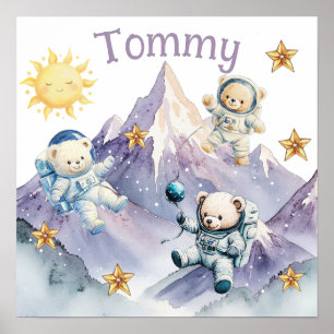 Süße Träume Blau Astronaut Teddy Kinderzimmer Post Poster
