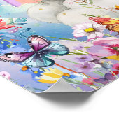 Süße Träume Blumen Regenbogen & Elefant Poster (Ecke)