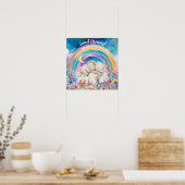 Süße Träume Blumen Regenbogen & Elefant Poster (Küche)