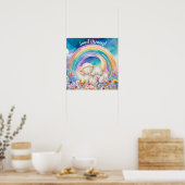 Süße Träume Blumen Regenbogen & Lamm Poster (Küche)