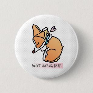 süße Träume, Corgibaby. rundes Buttonabzeichen Button