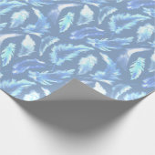 süße Träume - cyanotypische Aquarellfedern: Geschenkpapier (Ecke)