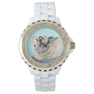 Süße Träume (der Engel u. der Schwan) Armbanduhr