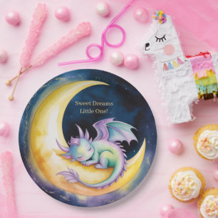 Süße Träume Drache und Halbmond-Baby-Party Pappteller