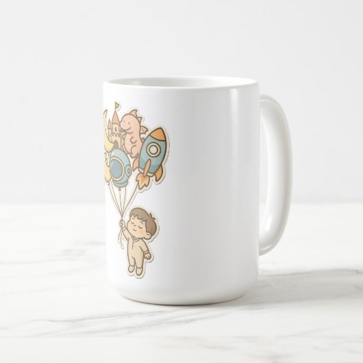 Süße Träume Fantasy Ballons – Hübsche Kinderillust Kaffeetasse (VorderseiteRechts)