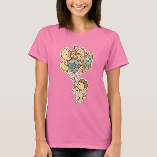 Süße Träume Fantasy Ballons – Hübsche Kinderillust T-Shirt (Vorderseite)