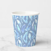 süße Träume - hellblaue Aquarellfedern: Pappbecher (Links)