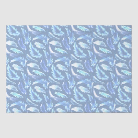 süße Träume - hellblaue Aquarellfedern: Seidenpapier (Vorderseite)