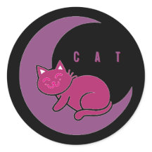 Süße Träume Katze auf zunehmendem Mond Sticker