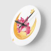 Süße Träume mit einem Teddy-Bär Runde Wanduhr (Winkel)