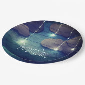 Süße Träume Nachthimmel hängend Stern rustikal bla Pappteller (Schrägansicht)