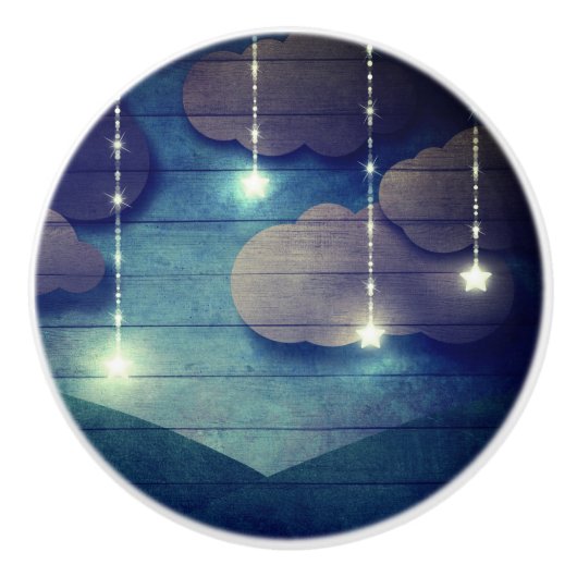 Süße Träume Nachthimmel leuchten hängende Sterne r Keramikknauf (Vorderseite)