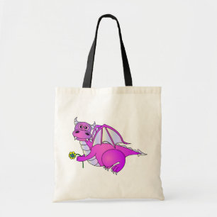 Süße Träume - niedlicher lila Drache mit Blume Tragetasche