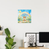 Süße Träume Regenbogen Eichhörnchen & Hasen Kinder Poster (Heimbüro)