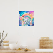 Süße Träume Regenbogen-Elefant & -Giraffe-Nursery Poster (Küche)