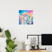 Süße Träume Regenbogen-Elefant & -Giraffe-Nursery Poster (Heimbüro)