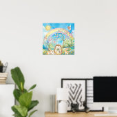 Süße Träume Regenbogen Igel & Hasen Kinderzimmer Poster (Heimbüro)