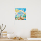Süße Träume Regenbogen Schlafender Bär & Mäuse Kin Poster (Küche)