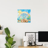 Süße Träume Regenbogen Schlafender Bär & Mäuse Kin Poster (Heimbüro)
