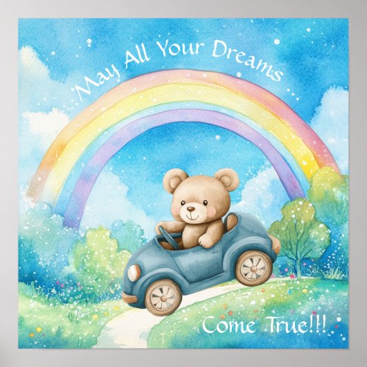 Süße Träume Regenbogen-Teddybär-Kinderzimmer Poster (Vorne)