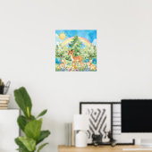 Süße Träume Regenbogenhirsch & Hasen Kinderzimmer  Poster (Heimbüro)