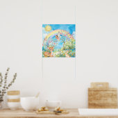Süße Träume Regenbogenhirsch & Kaninchen-Kinderzim Poster (Küche)