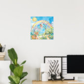 Süße Träume Regenbogenhirsch & Kaninchen-Kinderzim Poster (Heimbüro)