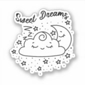 Süße Träume schlafen Mond und Wolke mit Sternen Aufkleber (Vorderseite)
