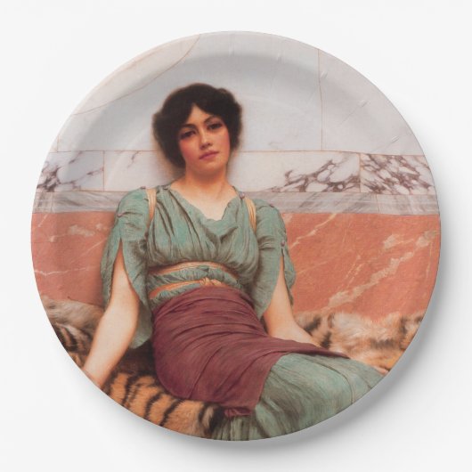 Süße Träume (schöne römische Frau auf der Tigerhau Pappteller (Vorderseite)