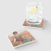 Süße Träume (schöne römische Frau auf der Tigerhau Steinuntersetzer (Seitenansicht)