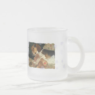 Süße Träume, Snoopy Beagle-Welpe mit Teddy-Bär Mattglastasse